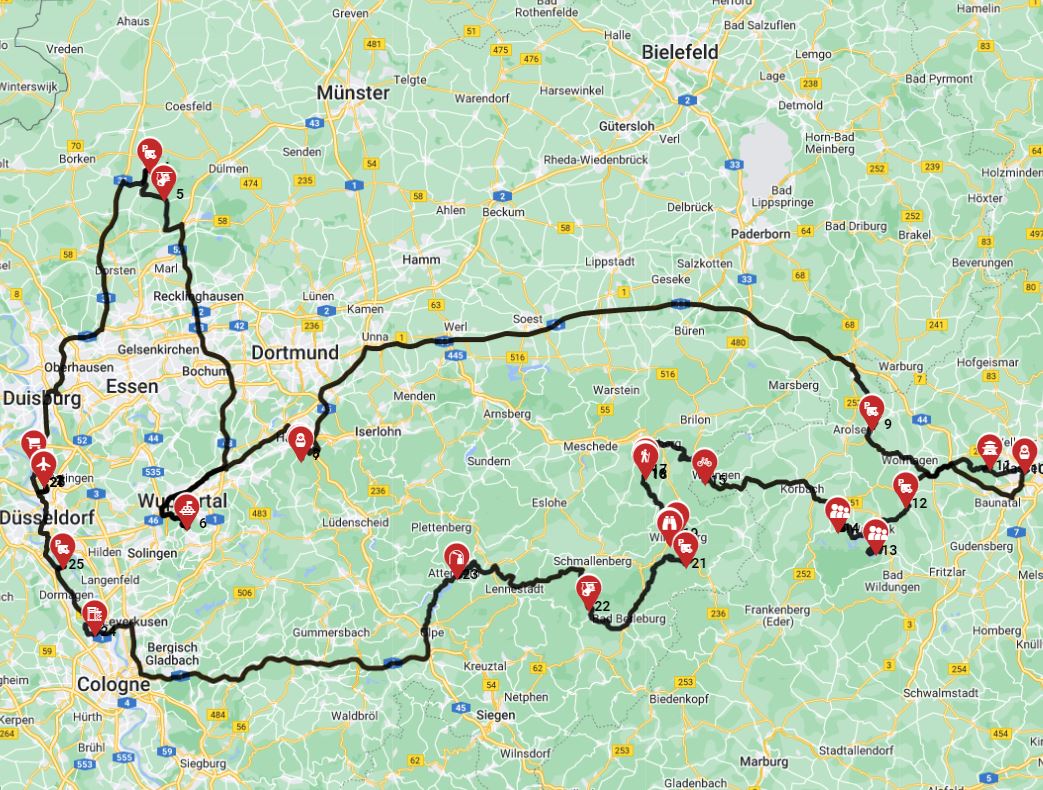 Map for Dusseldorf Roundtrip - East